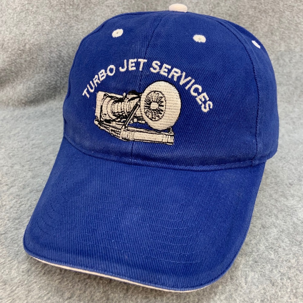 Turbo Jet Services Mens Blue Otto Cap Hat Embroidered Aviation OSFM